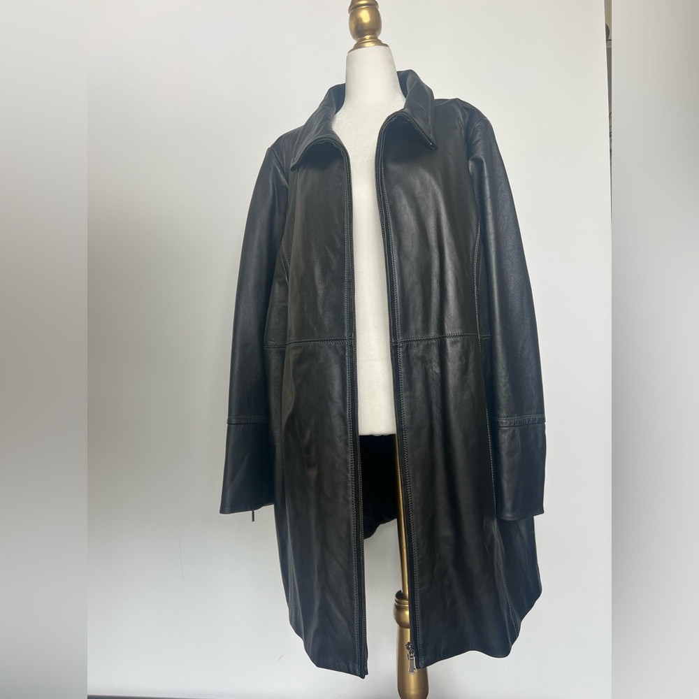 Black Danier Made in Canada Leather Coat with Removable Lining